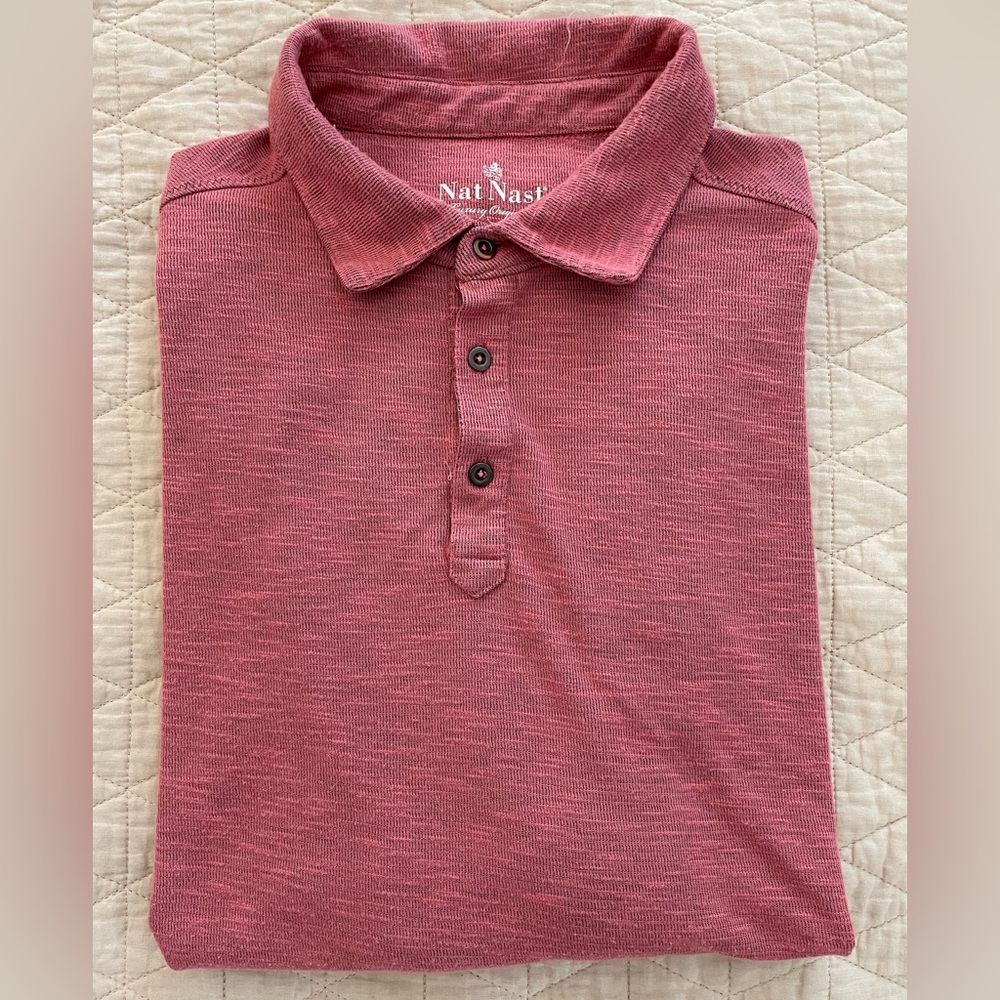 Nat Nast Soft Mesh‎ Pique Knit Rayon Golf / Polo Shirt in Sun Kissed Red Size L